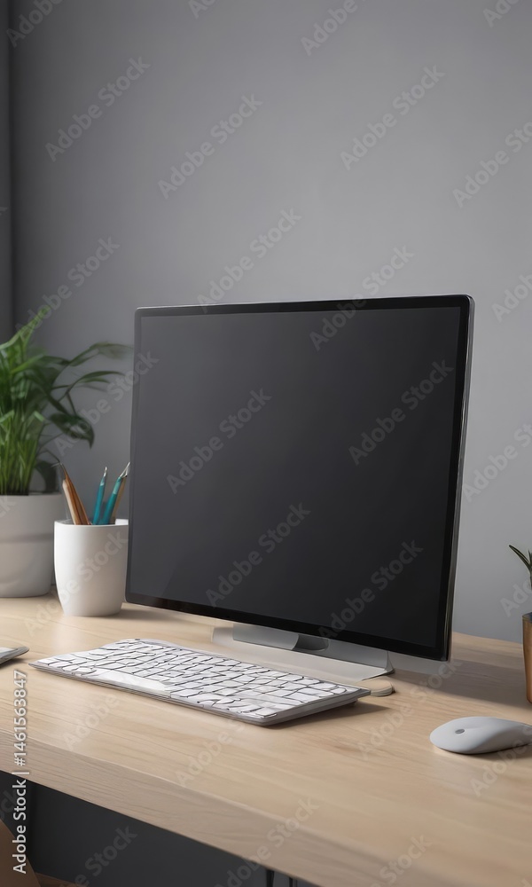 Fototapeta premium Modern vector desktop mockup, ideal for showcasing app or website design, visual, vector, gadget