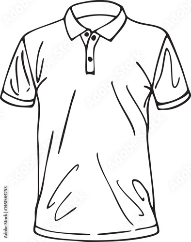 A simple white shirt is displayed in a detailed drawing.