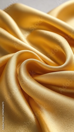 Soft golden fabric draping elegantly, showcasing a rich texture and sheen, perfect for textiles or fashion design projects.