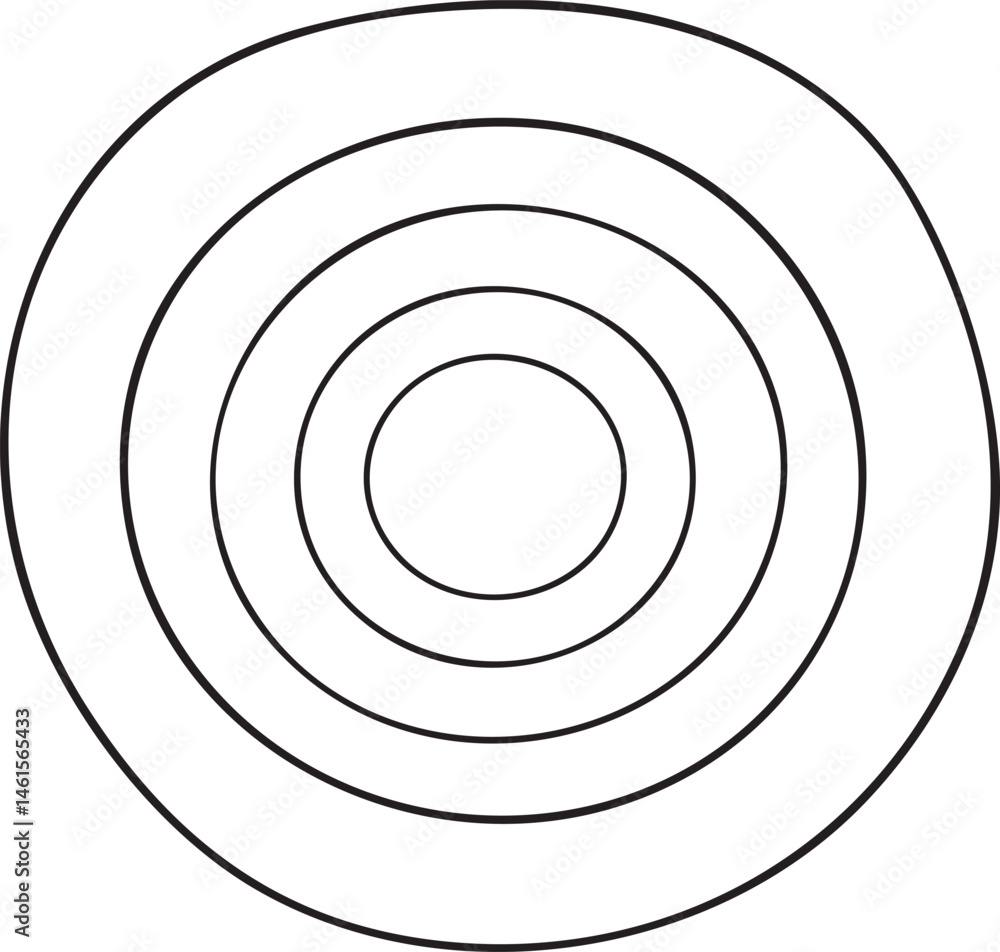 Naklejka premium A white circle is centered within a larger black circle with concentric gray circles radiating outward.
