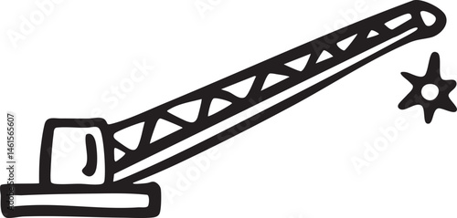 A simple black and white depicts a stylized hat with an extended arm reaching towards a shining star.