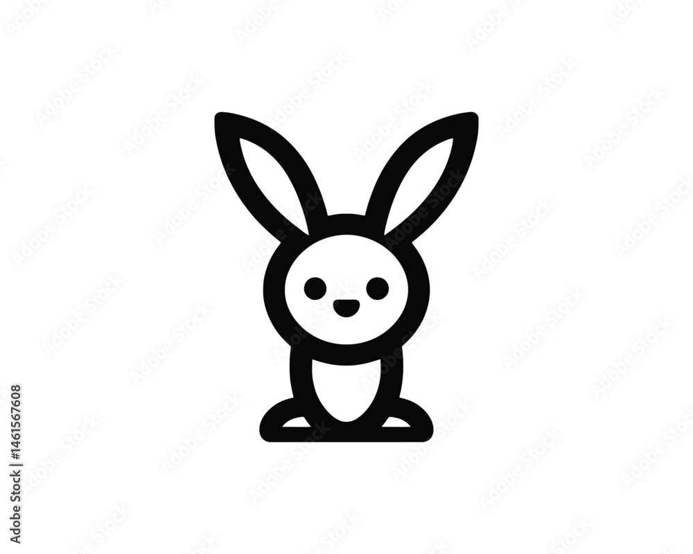 Obraz premium Flat style bunny cartoon icon for kids brand logos