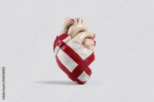 Obraz na płótnie Heart sculpture wrapped in red white bandage w salonie