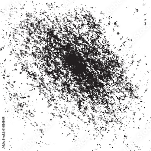 Dense black speckles spread across a white background.