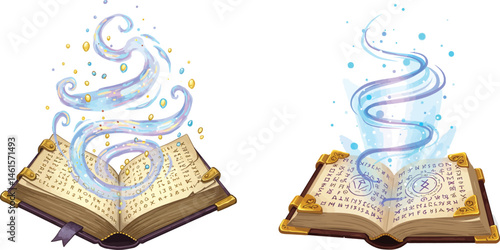 Fantasy Illustrations of Open Magic Books