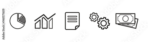 Business icon set. Vector illustration in modern thin line style of business and finance icon.