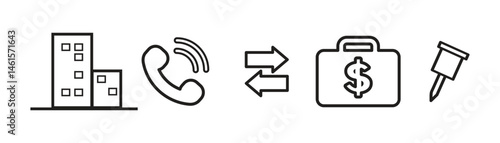 Business icon set. Vector illustration in modern thin line style of business and finance icon.