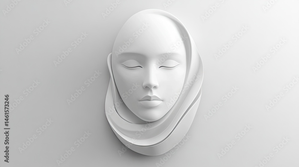 Abstract sculpted head of a serene female form. Abstract sculpted head of a serene female form.