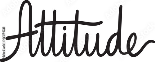 Elegant cursive word 'Attitude' rendered in black on a soft white background.