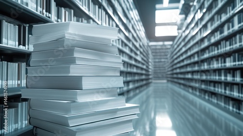 A stack of books in a library
