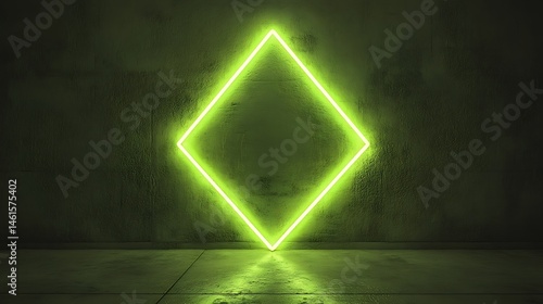 Wallpaper Mural Neon green diamond shape on a concrete wall Torontodigital.ca