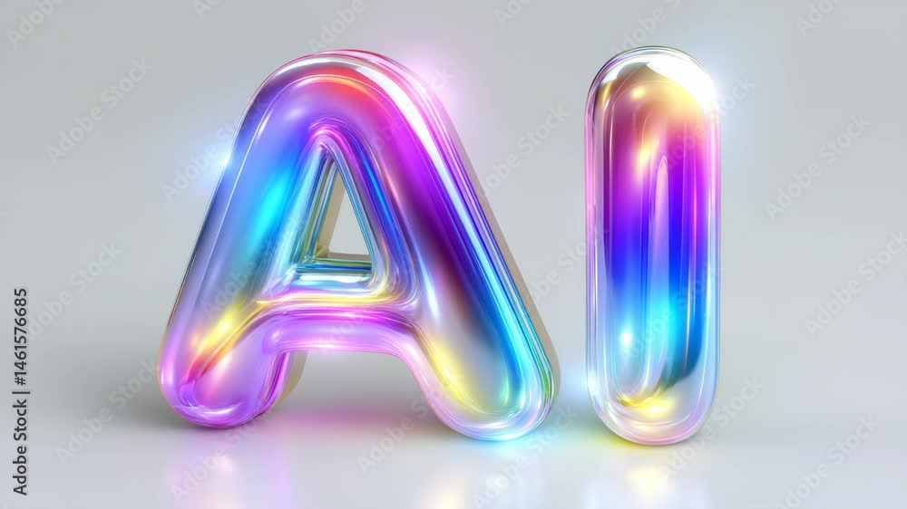 Shiny, Iridescent Inflatable Letters AI: Artificial Intelligence Concept, Technology, Innovation, Futuristic Design, Colorful, and Reflective Material Shiny, Iridescent Inflatable Letters AI: Artificial Intelligence Concept, Technology, Innovation, Futuristic Design, Colorful, and Reflective Material