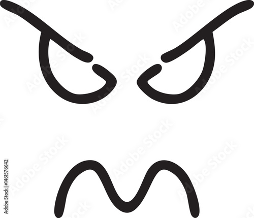 Angular eyes express intense frustration.