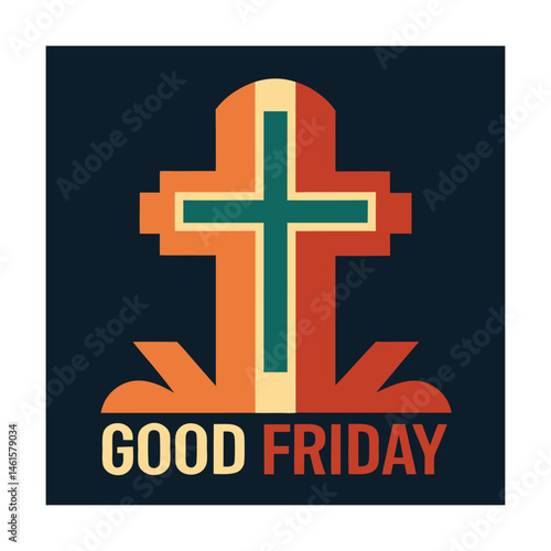 Artistic good friday illustration with a cross and warm colors for religious observance