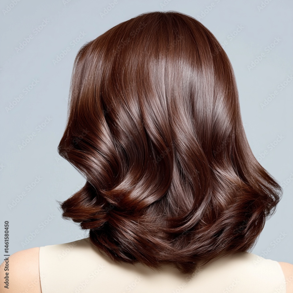 Naklejka premium smooth brown wavy hairstyle with glossy finish