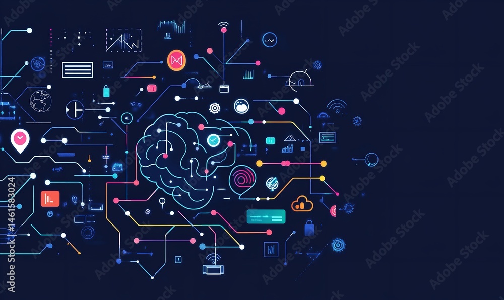 Neural Network AI Brain Data Connections Technology Concept Neural Network AI Brain Data Connections Technology Concept