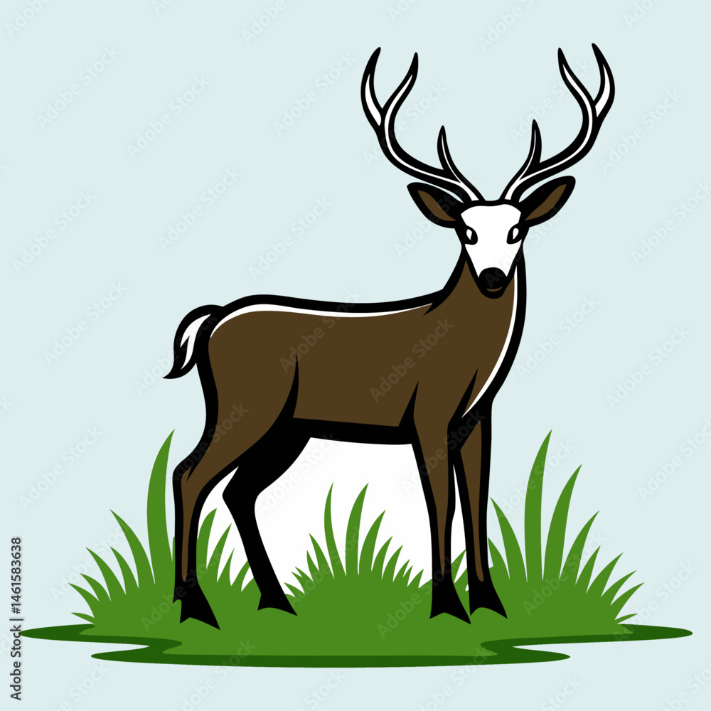 Obraz premium White tailed Deer Silhouette Vector on grass stand art