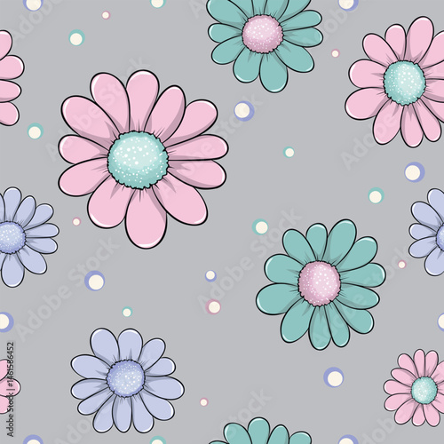 Seamless beautiful vector flowers pattern background