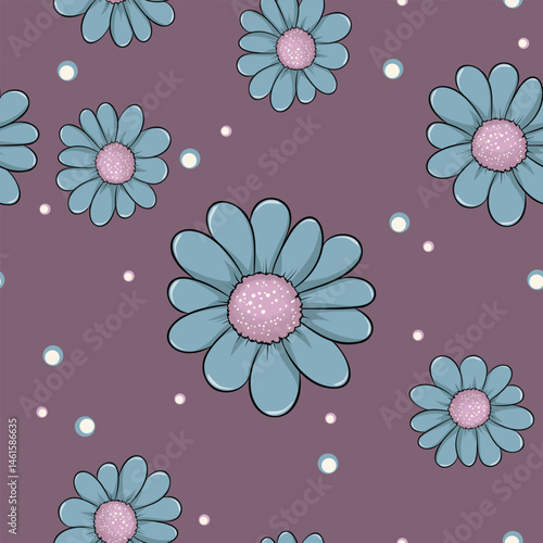 Seamless beautiful vector flowers pattern background