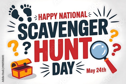 Happy National Scavenger Hunt Day May 24th Clues Treasure Fun Adventure Mystery Excitement Family Friends Games Puzzles