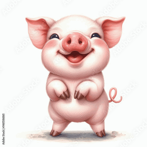 Pigment of Delight pig laughing happily isolated watercolor vector illustration svg