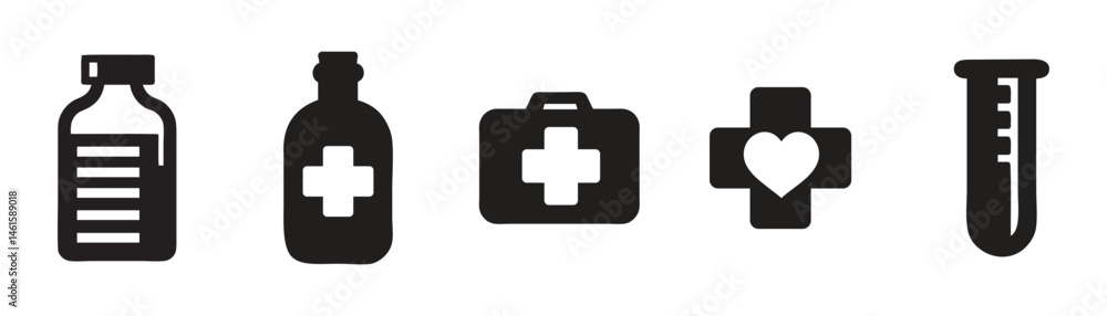 Black line icons. Medical icons set. Healthcare and medicine. Medical Insurance. Vector illustration eps 10