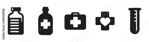 Black line icons. Medical icons set. Healthcare and medicine. Medical Insurance. Vector illustration eps 10