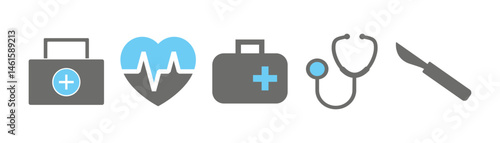 Black line icons. Medical icons set. Healthcare and medicine. Medical Insurance. Vector illustration eps 10