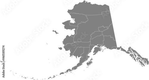Alaska vector map with county boundaries (Albers equal area conic projection, PPT-compatible & fully editable)