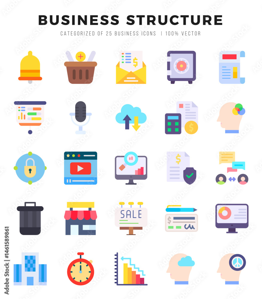 Business Structure Flat icons collection. Flat icons pack. Vector illustration Business Structure Flat icons collection. Flat icons pack. Vector illustration