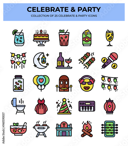 Collection of 25 Celebrate & Party Icons