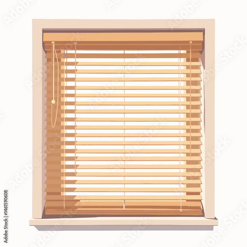 Dusty wooden window blinds revealing light, minimalist composition