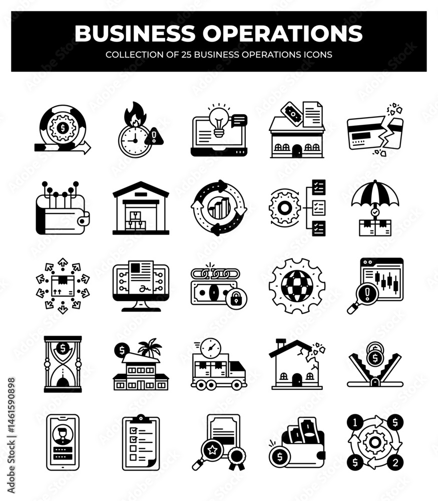 Collection of 25 Business Operations Icons: Streamline your workflow with these essential visual elements Collection of 25 Business Operations Icons: Streamline your workflow with these essential visual elements