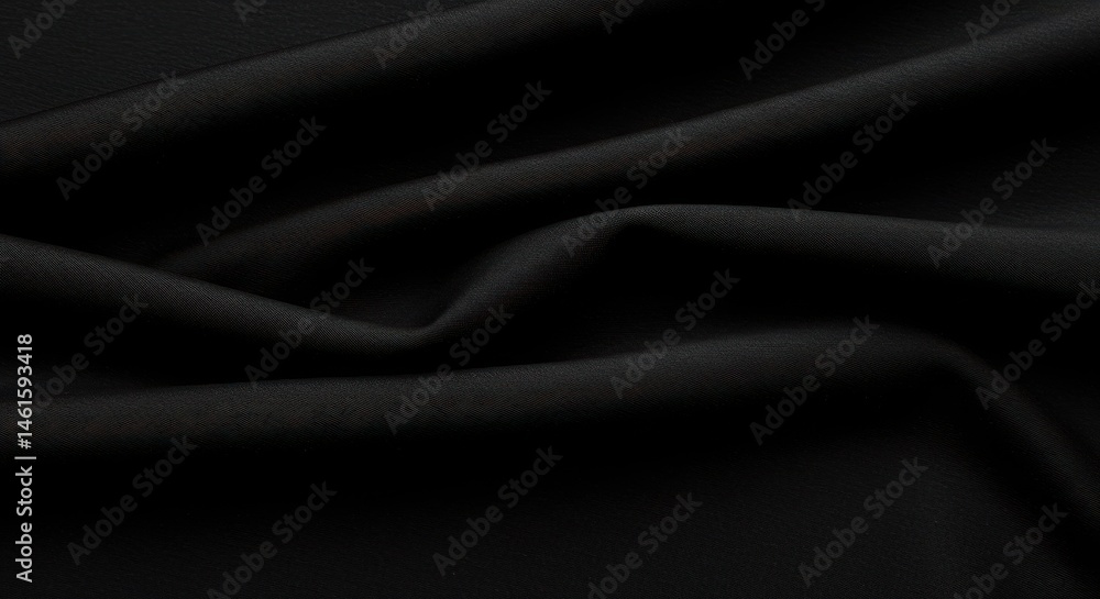 Obraz premium Fluid black fabric subtly rippled and folded casting soft shadows