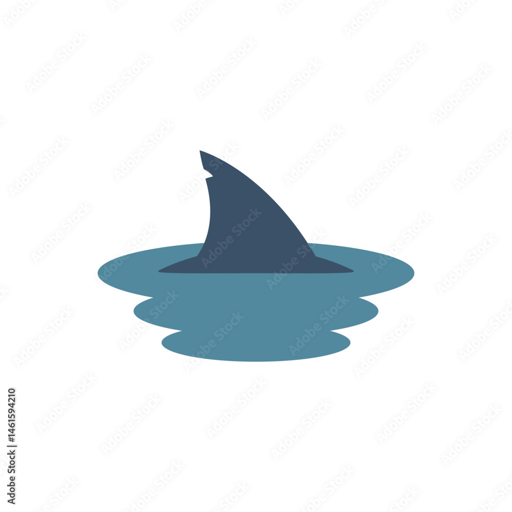 Fototapeta premium Shark fin in water. Vector Illustration on white background.