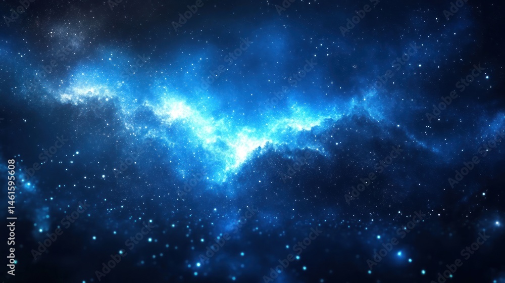 Vibrant blue nebula with bright stars and cosmic dust. Vibrant blue nebula with bright stars and cosmic dust.