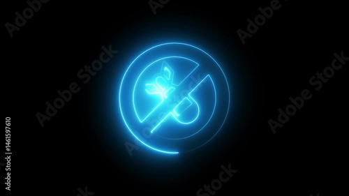 Wallpaper Mural No war icon animation by cyan color neon on black background. Torontodigital.ca