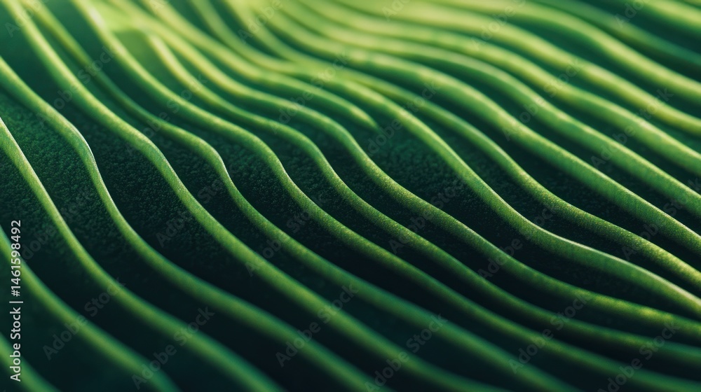 Fototapeta premium Abstract green wavy texture background.