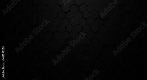 Wallpaper Mural Moody dark black textured abstract pattern of raised hexagons Torontodigital.ca