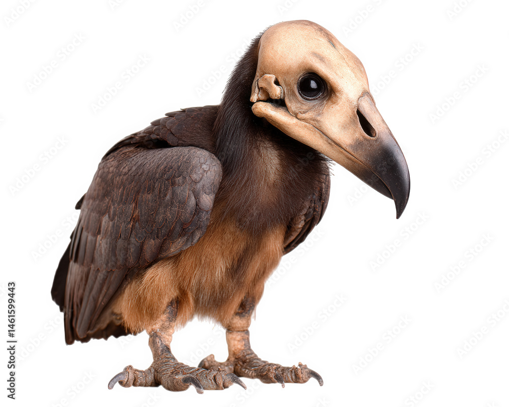 Fototapeta premium Unique and rare fossil of prehistoric bird, showcasing intriguing blend of skeletal and feathered features. This ancient creature evokes curiosity and wonder about its existence