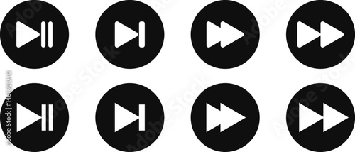 Forward icon. Skip player icons. Next round button. multimedia symbols. media player buttons
