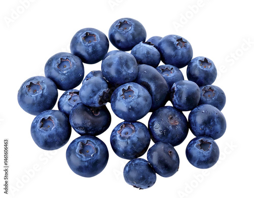 A vibrant pile of plump, juicy blueberries against a clean white background.  Perfect for food blogs, healthy eating campaigns, or product packaging showcasing freshness and natural goodness.