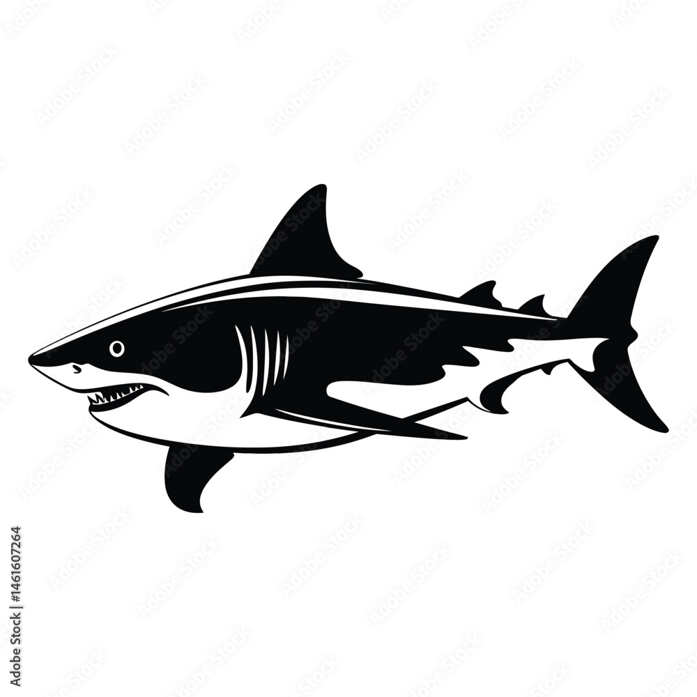 Obraz premium Shark minimalist silhouette design vector art