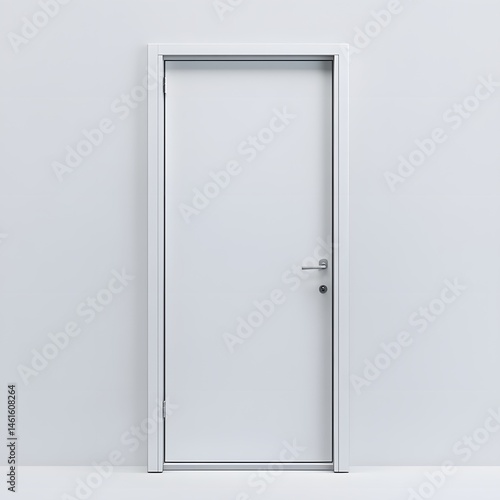 White door with plain wall, and interior.