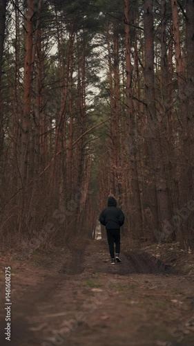 Wallpaper Mural Solitary Figure Walking Through a Serene Forest Path: A Study in Solitude and Reflection Torontodigital.ca