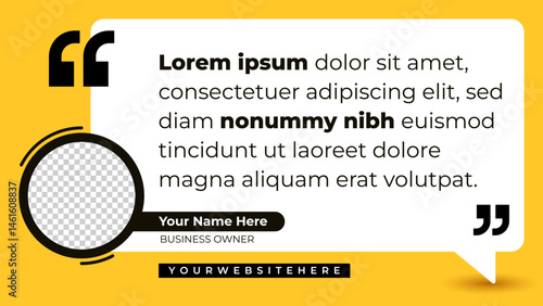 Testimonial, quote, motivation template with place for the photo