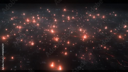 Animated Digital Grid Background with Glowing Dots and Connecting Lines Abstract Concept