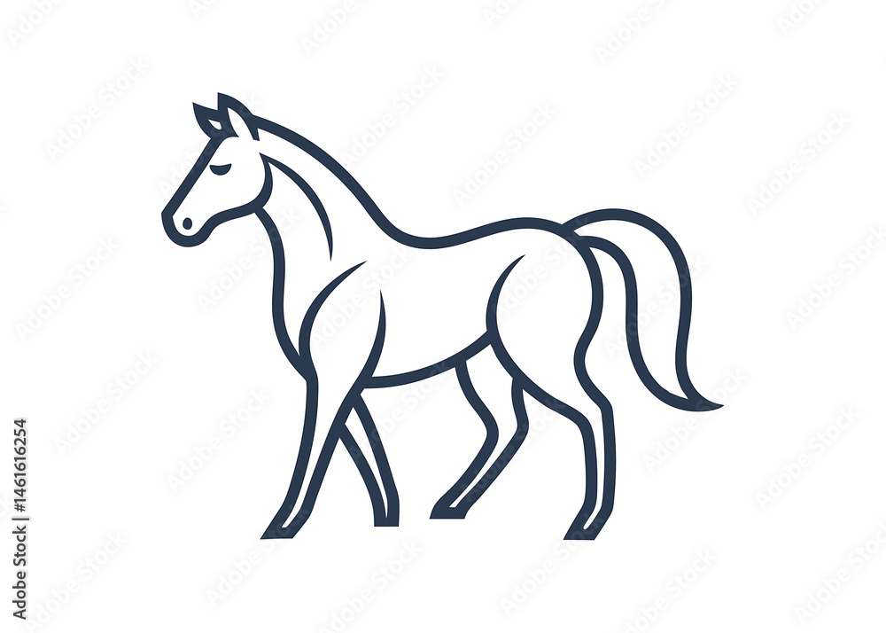 flat and minimal horse outline (thin line) logo style vector illustration on white flat and minimal horse outline (thin line) logo style vector illustration on white