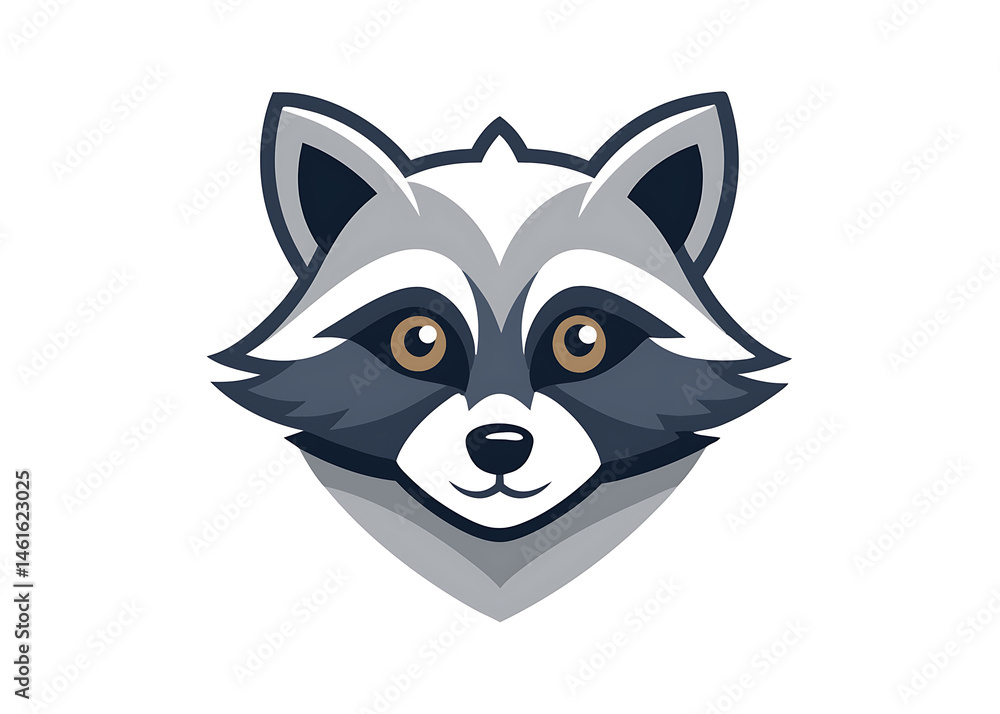 Flat and Minimal raccoon head mascot logo icon vector illustration isolated on white background Flat and Minimal raccoon head mascot logo icon vector illustration isolated on white background