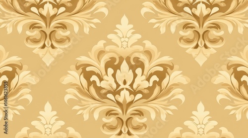 Ornate, repeating pattern of golden decorative design.
